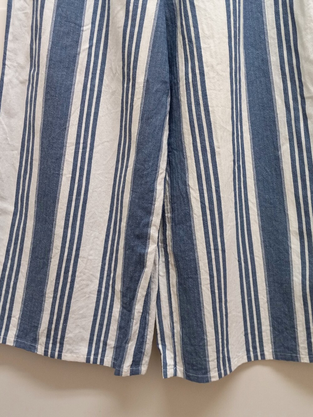 Skylar + Jade Linen Blend Wide Leg Cropped Pants Stripes Large Coastal Beach - Picture 5 of 13
